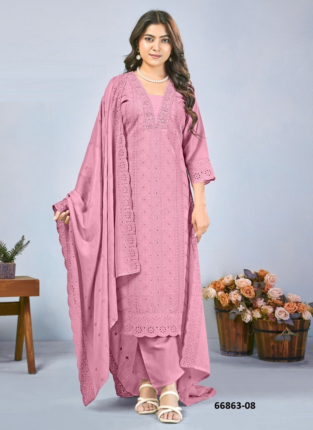 RITIKA - PLUS SIZE - Catalog # 66863 (Set of 3 SIZE-SETS [Readymade Salwar Suits])
