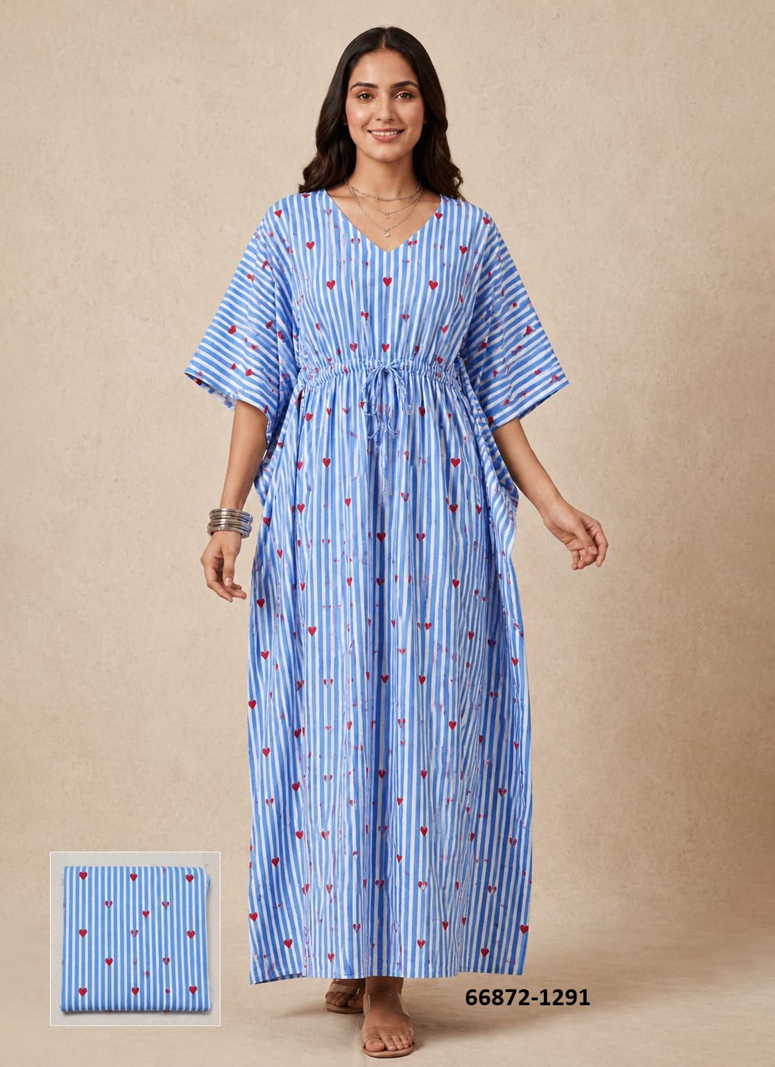PLUS-SIZE HAND PRINTED COTTONS 6 - Catalog # 66872 (Set of 10 Kaftans / Ponchos) PLUS-SIZE HAND PRINTED COTTONS 6 - Catalog # 66872 (Set of 10 Kaftans / Ponchos)
