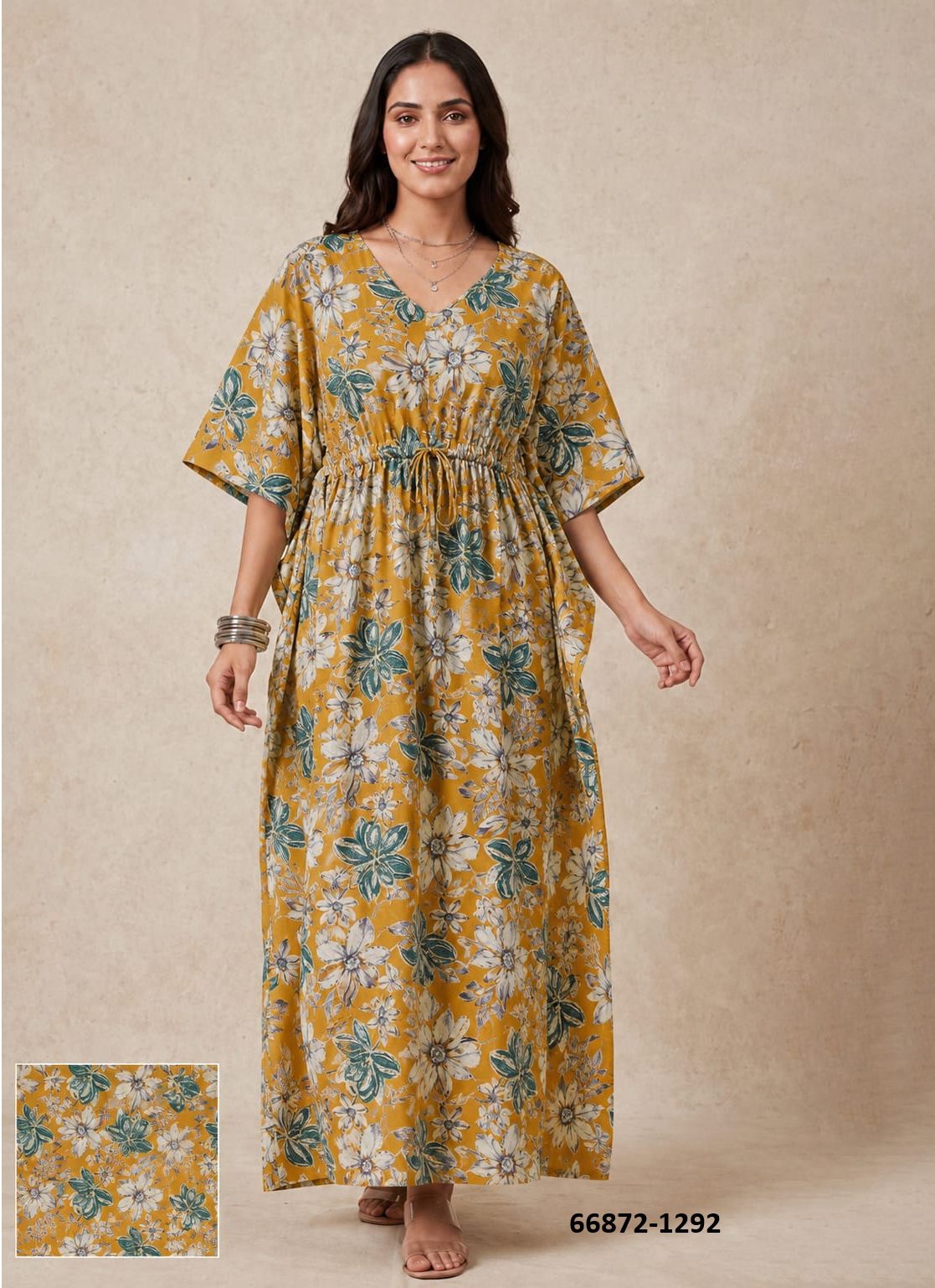 PLUS-SIZE HAND PRINTED COTTONS 6 - Catalog # 66872 (Set of 10 Kaftans / Ponchos) PLUS-SIZE HAND PRINTED COTTONS 6 - Catalog # 66872 (Set of 10 Kaftans / Ponchos)