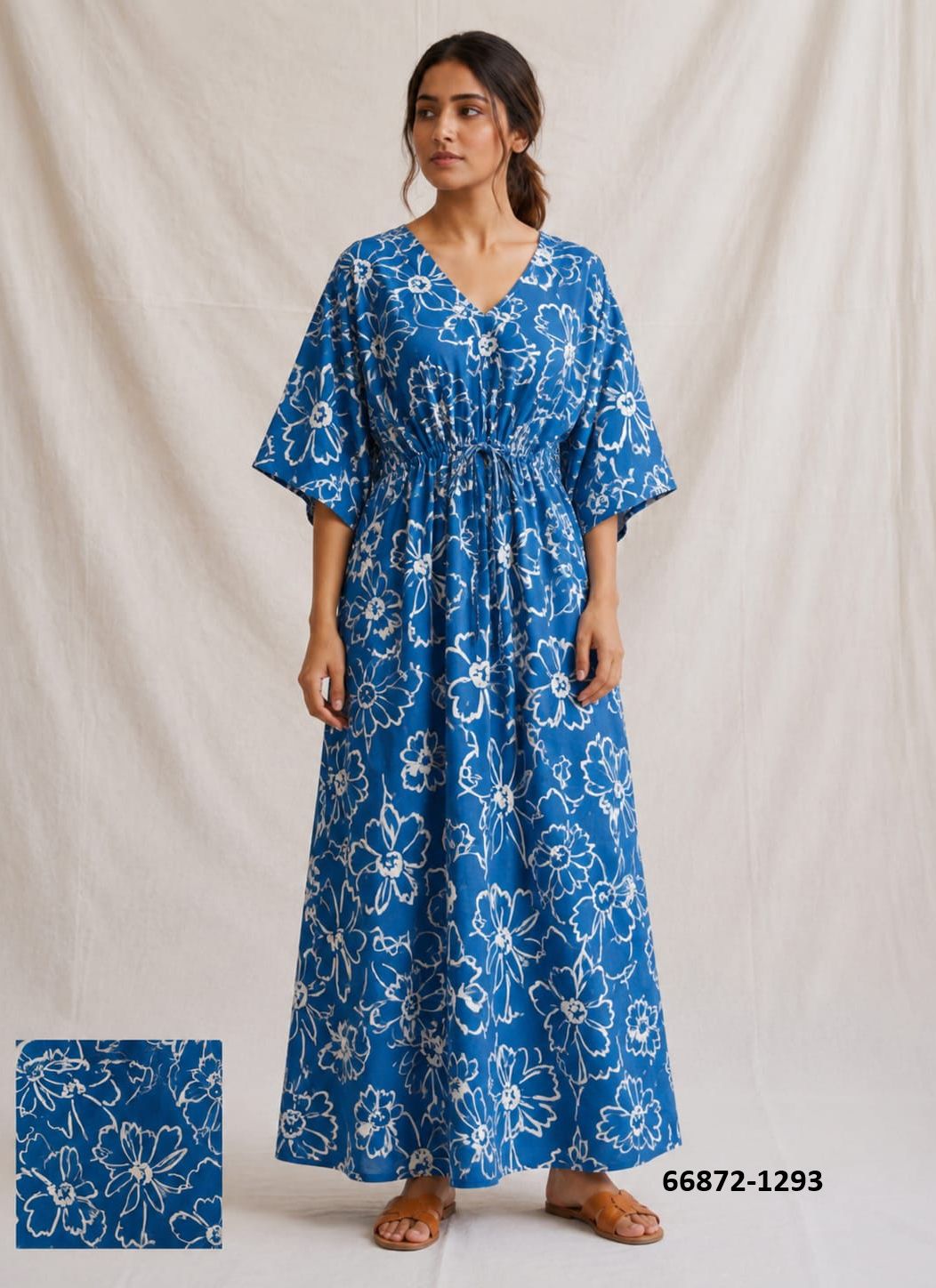 PLUS-SIZE HAND PRINTED COTTONS 6 - Catalog # 66872 (Set of 10 Kaftans / Ponchos) PLUS-SIZE HAND PRINTED COTTONS 6 - Catalog # 66872 (Set of 10 Kaftans / Ponchos)