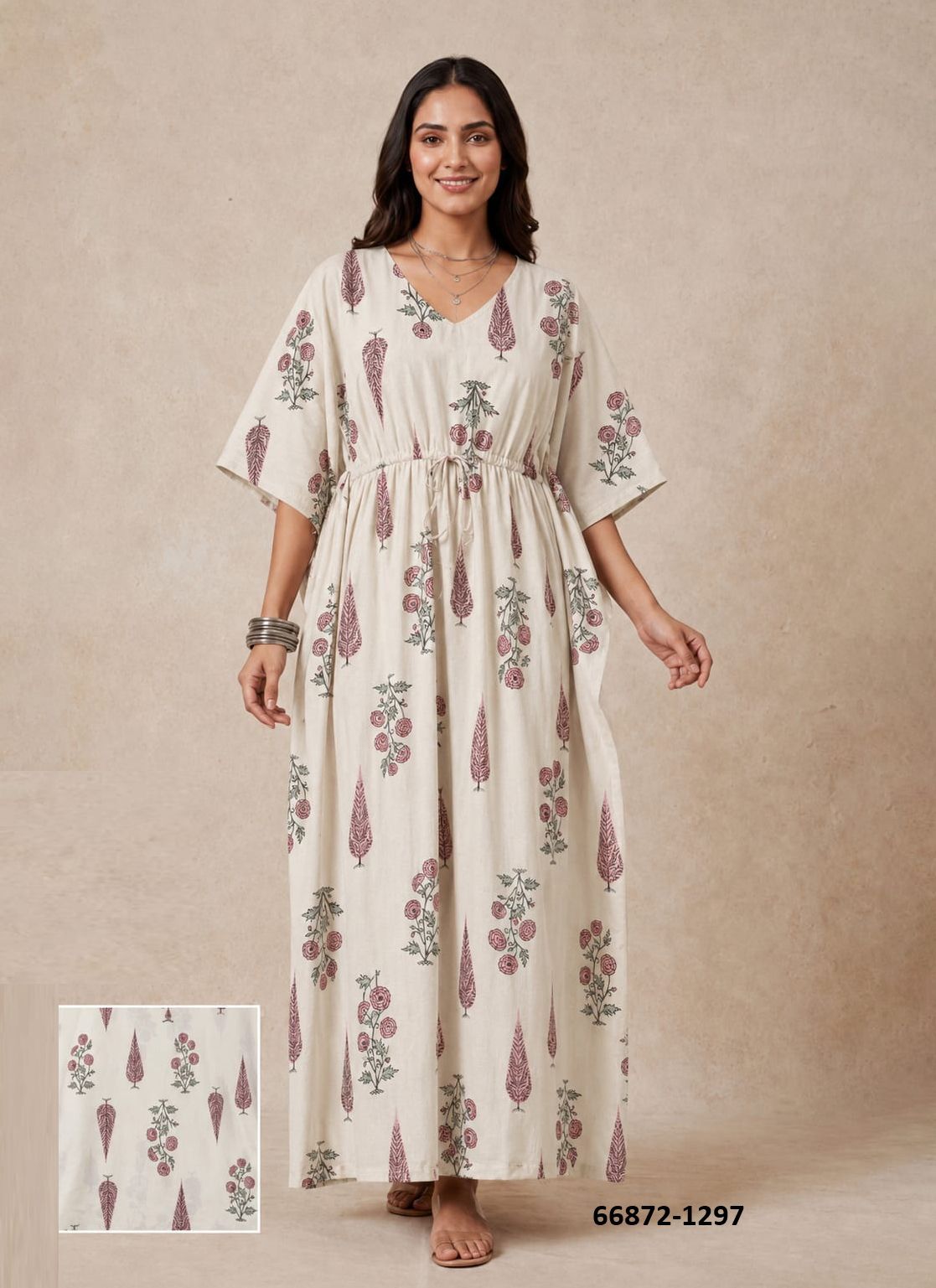 PLUS-SIZE HAND PRINTED COTTONS 6 - Catalog # 66872 (Set of 10 Kaftans / Ponchos) PLUS-SIZE HAND PRINTED COTTONS 6 - Catalog # 66872 (Set of 10 Kaftans / Ponchos)