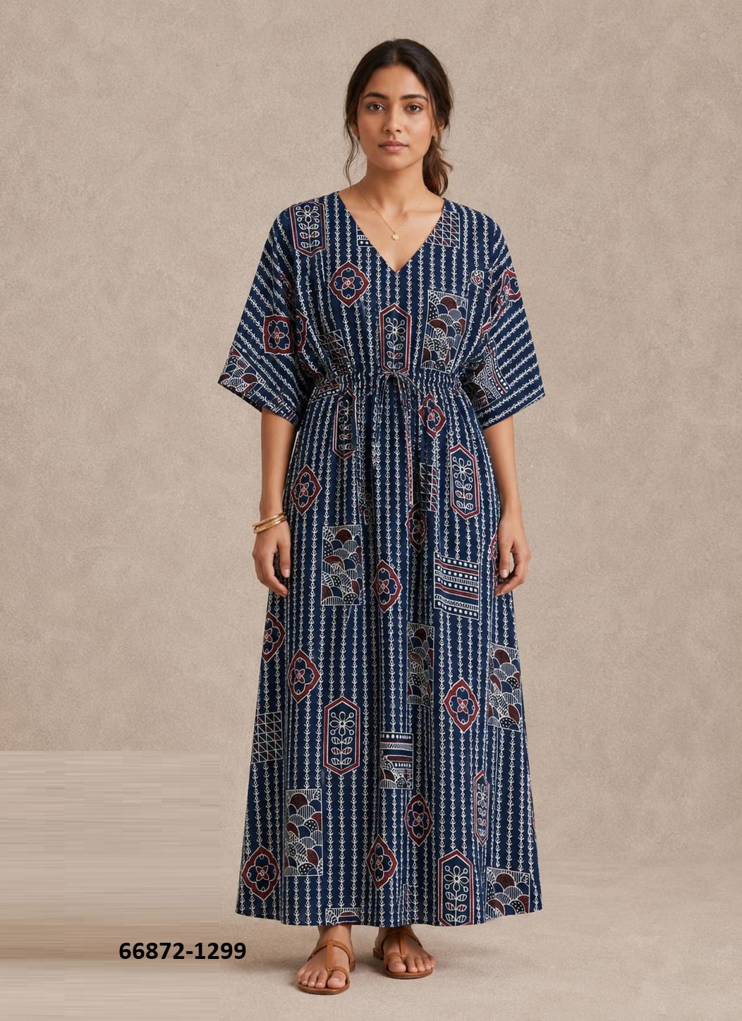 PLUS-SIZE HAND PRINTED COTTONS 6 - Catalog # 66872 (Set of 10 Kaftans / Ponchos) PLUS-SIZE HAND PRINTED COTTONS 6 - Catalog # 66872 (Set of 10 Kaftans / Ponchos)