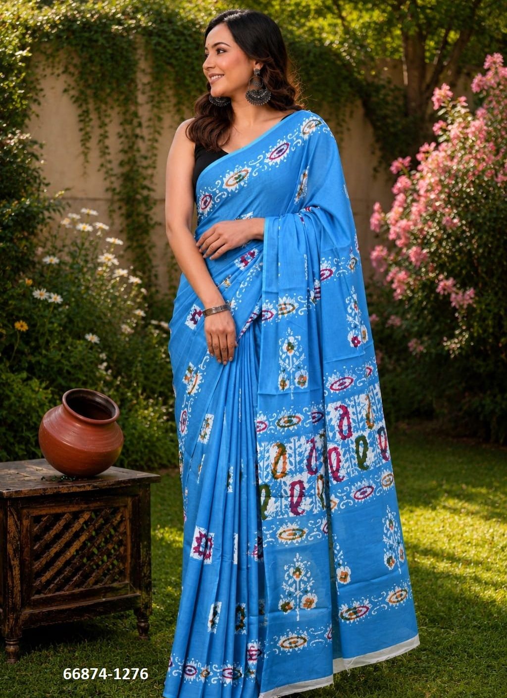 SOFT MUL-MUL WITH BAGRU PRINTS 3 - Catalog # 66874 (Set of 10 Sarees) SOFT MUL-MUL WITH BAGRU PRINTS 3 - Catalog # 66874 (Set of 10 Sarees)