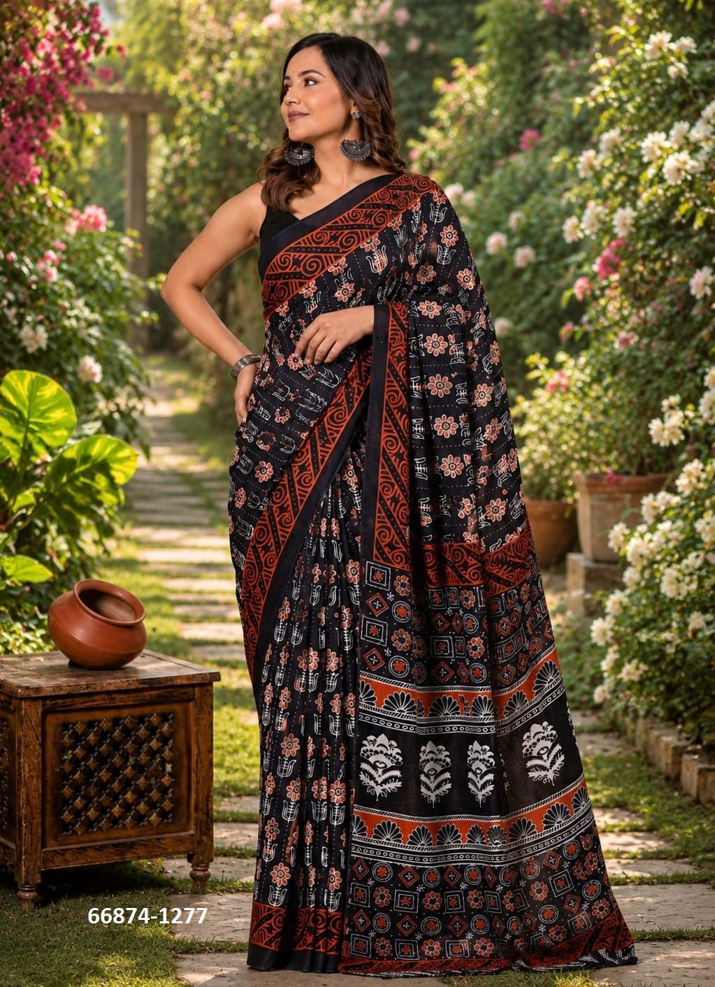 SOFT MUL-MUL WITH BAGRU PRINTS 3 - Catalog # 66874 (Set of 10 Sarees) SOFT MUL-MUL WITH BAGRU PRINTS 3 - Catalog # 66874 (Set of 10 Sarees)