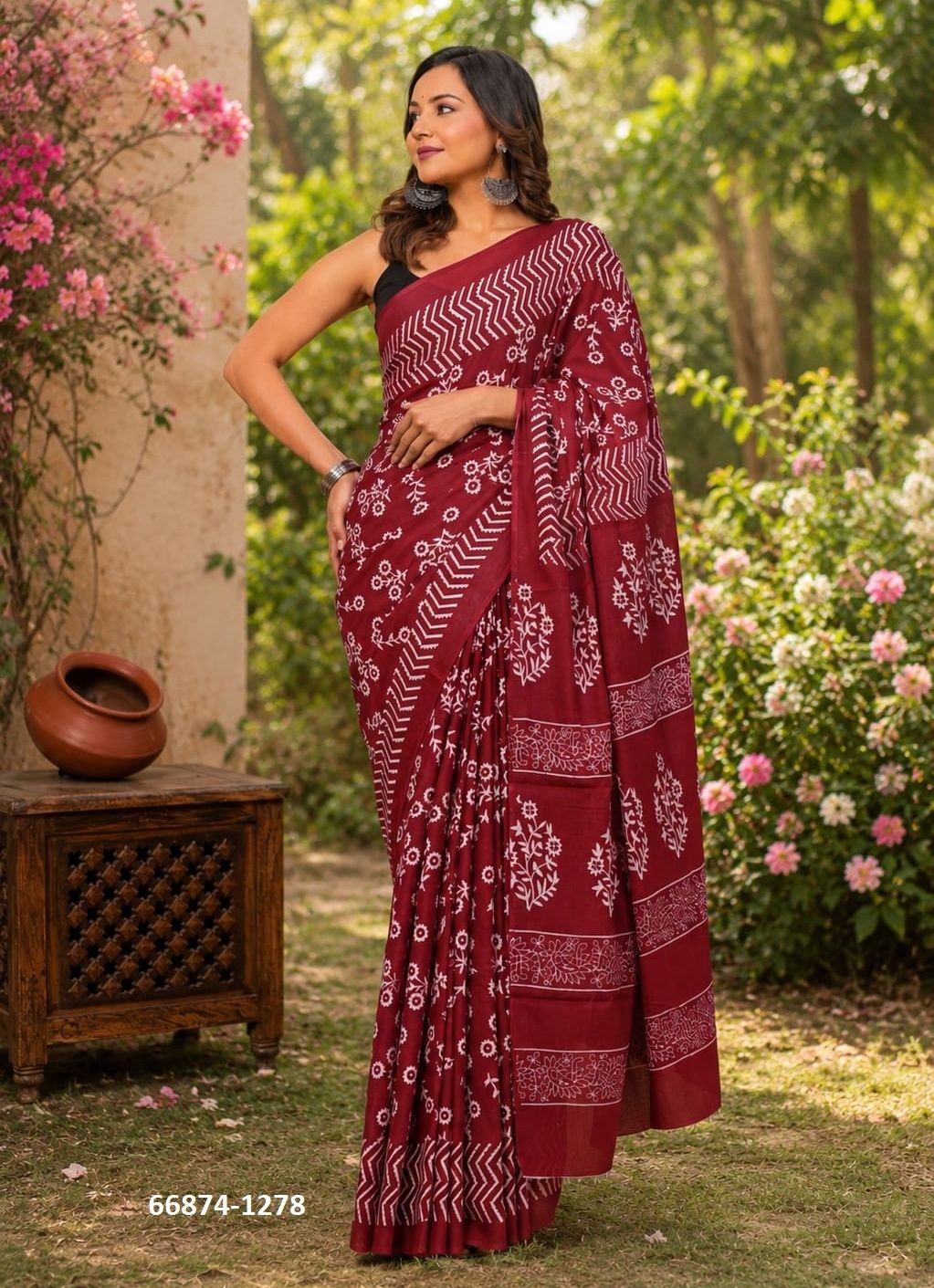 SOFT MUL-MUL WITH BAGRU PRINTS 3 - Catalog # 66874 (Set of 10 Sarees) SOFT MUL-MUL WITH BAGRU PRINTS 3 - Catalog # 66874 (Set of 10 Sarees)