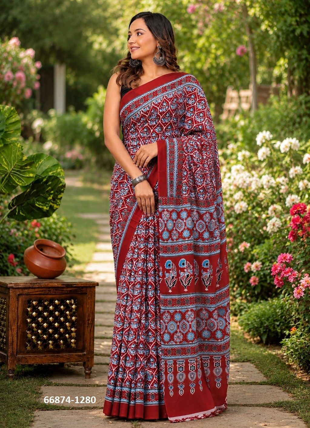 SOFT MUL-MUL WITH BAGRU PRINTS 3 - Catalog # 66874 (Set of 10 Sarees) SOFT MUL-MUL WITH BAGRU PRINTS 3 - Catalog # 66874 (Set of 10 Sarees)