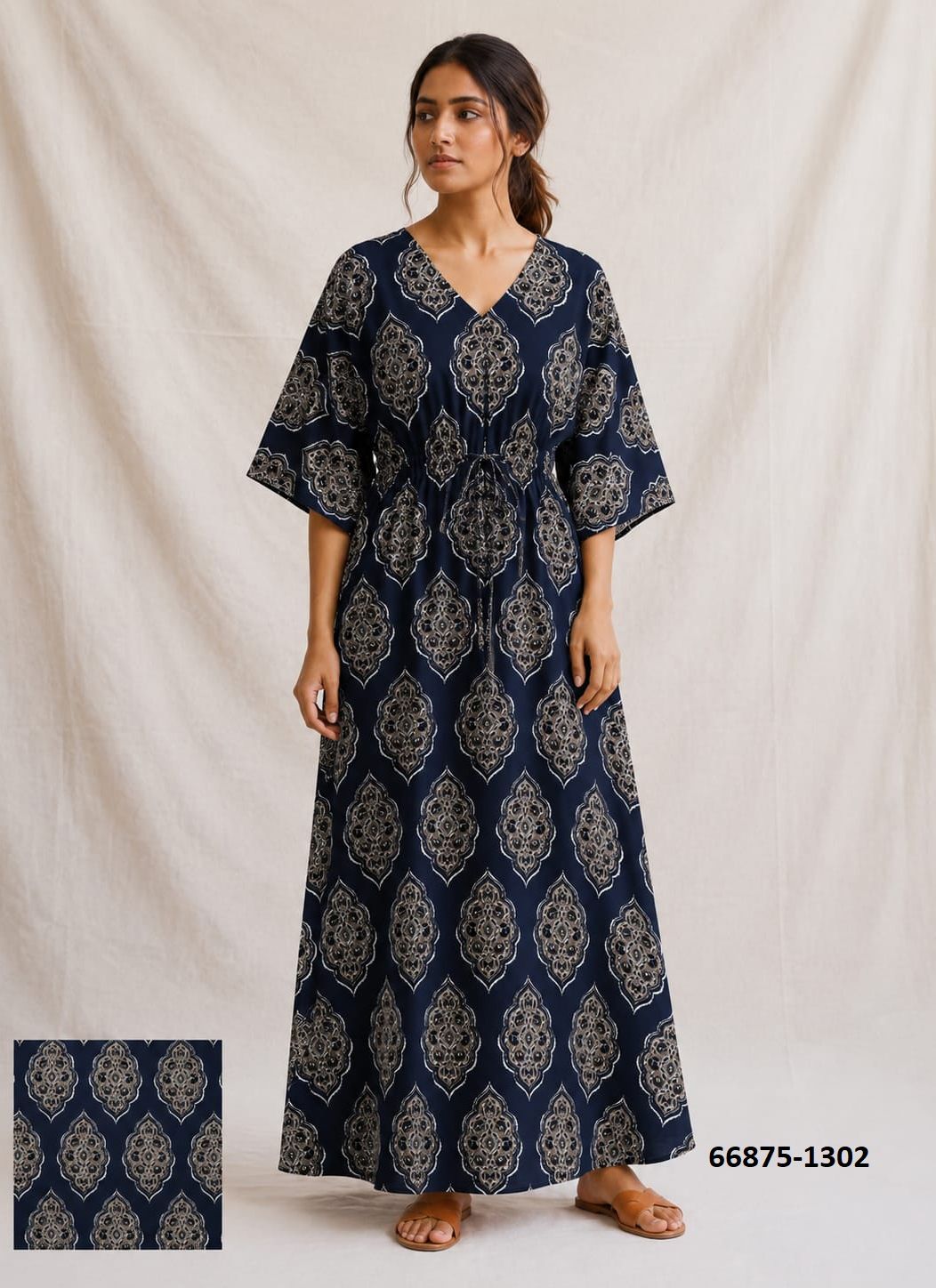 PLUS-SIZE HAND PRINTED COTTONS 7 - Catalog # 66875 (Set of 9 Kaftans / Ponchos) PLUS-SIZE HAND PRINTED COTTONS 7 - Catalog # 66875 (Set of 9 Kaftans / Ponchos)