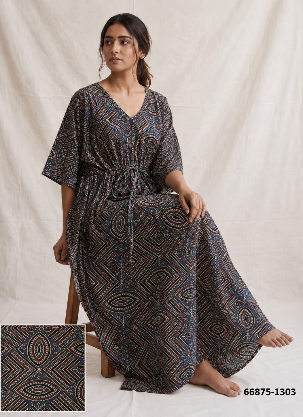 PLUS-SIZE HAND PRINTED COTTONS 7 - Catalog # 66875 (Set of 9 Kaftans / Ponchos) PLUS-SIZE HAND PRINTED COTTONS 7 - Catalog # 66875 (Set of 9 Kaftans / Ponchos)