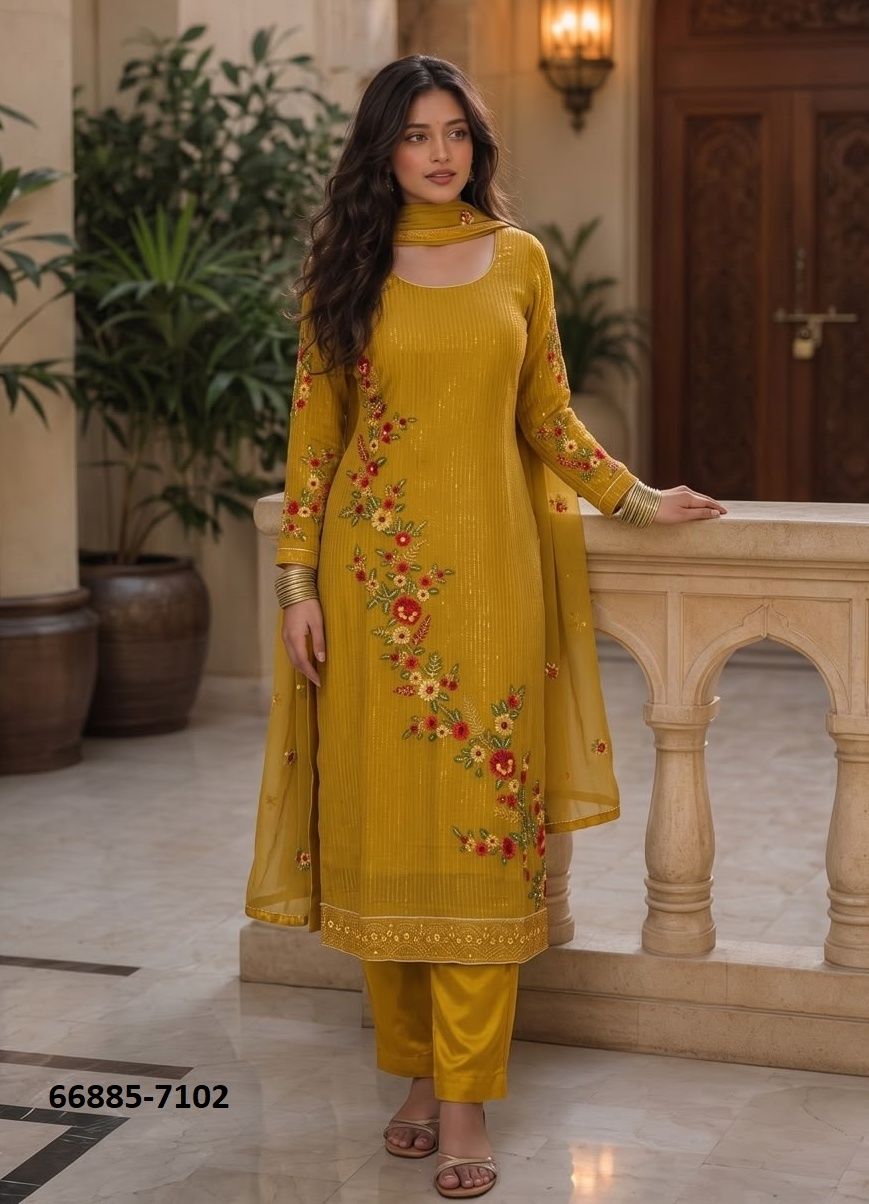 DESIGN 7102 - Catalog # 66885 (Set of 4 Readymade Salwar Suits) DESIGN 7102 - Catalog # 66885 (Set of 4 Readymade Salwar Suits)
