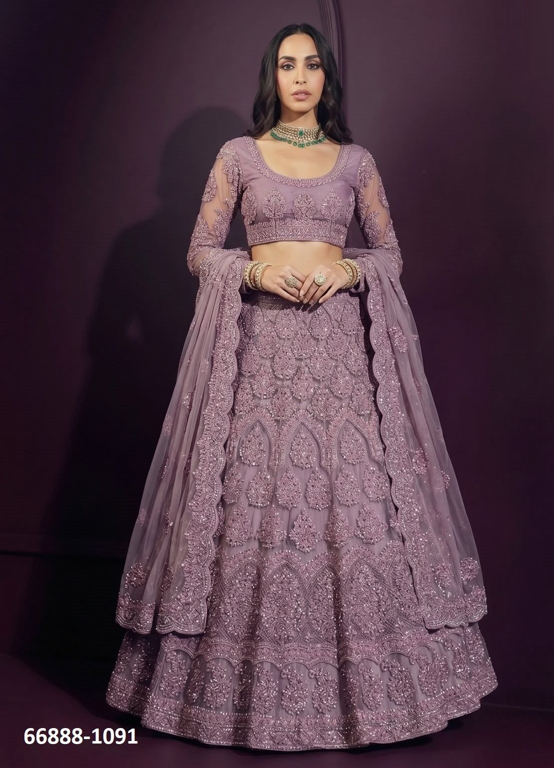 DESIGN 1091 - Catalog # 66888 (Set of 5 Semi-Stitched Lehengas) DESIGN 1091 - Catalog # 66888 (Set of 5 Semi-Stitched Lehengas)