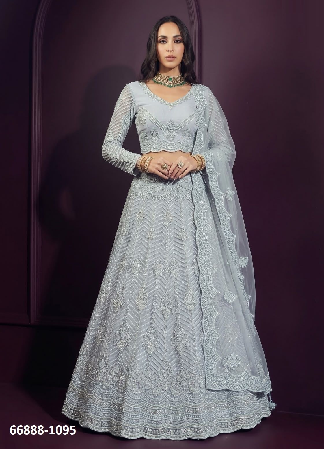 DESIGN 1091 - Catalog # 66888 (Set of 5 Semi-Stitched Lehengas) DESIGN 1091 - Catalog # 66888 (Set of 5 Semi-Stitched Lehengas)