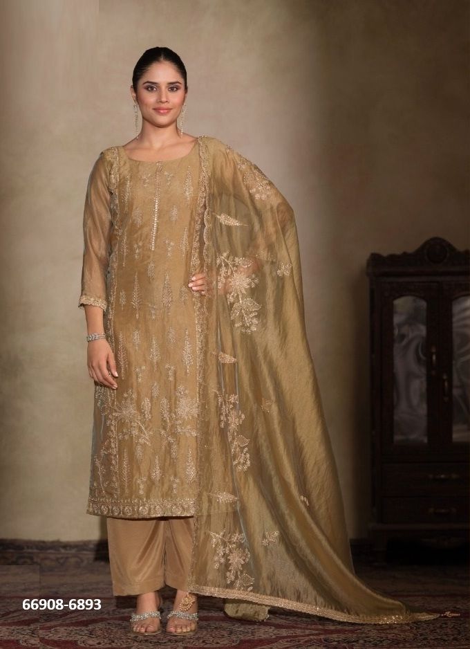 AHANAA - Catalog # 66908 (Set of 6 Semi-Stitched / Un-Stitched Suits)