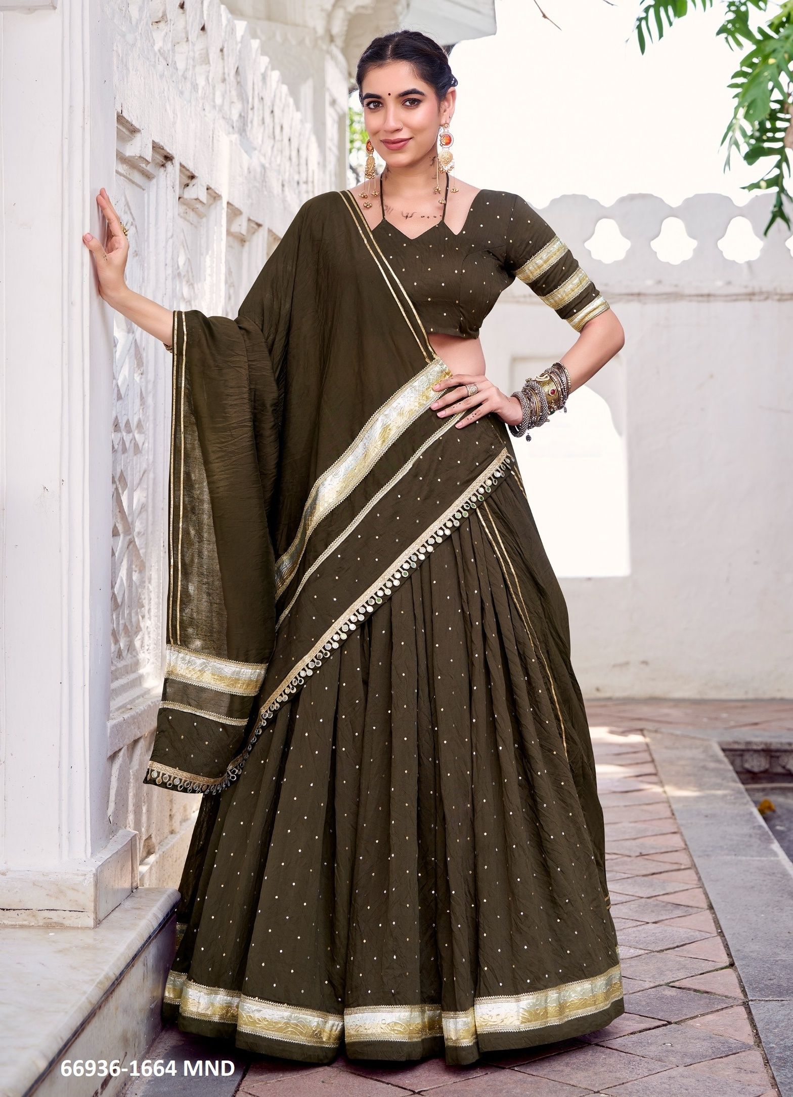 SAKHI 1664 - Catalog # 66936 (Set of 4 Readymade Lehengas)