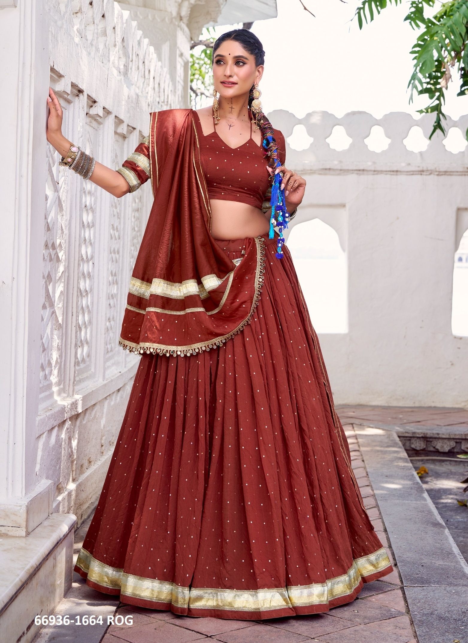 SAKHI 1664 - Catalog # 66936 (Set of 4 Readymade Lehengas)