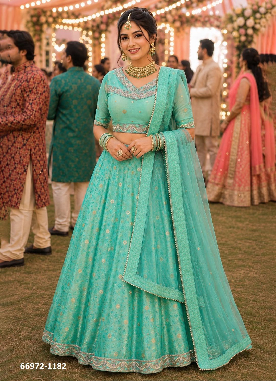 HIRNI - Catalog # 66972 (Set of 3 Readymade Lehengas)