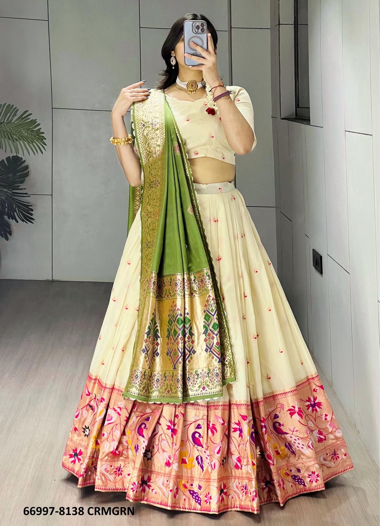 MORBANGDI 8138 - Catalog # 66997 (Set of 4 Semi-Stitched Lehengas)