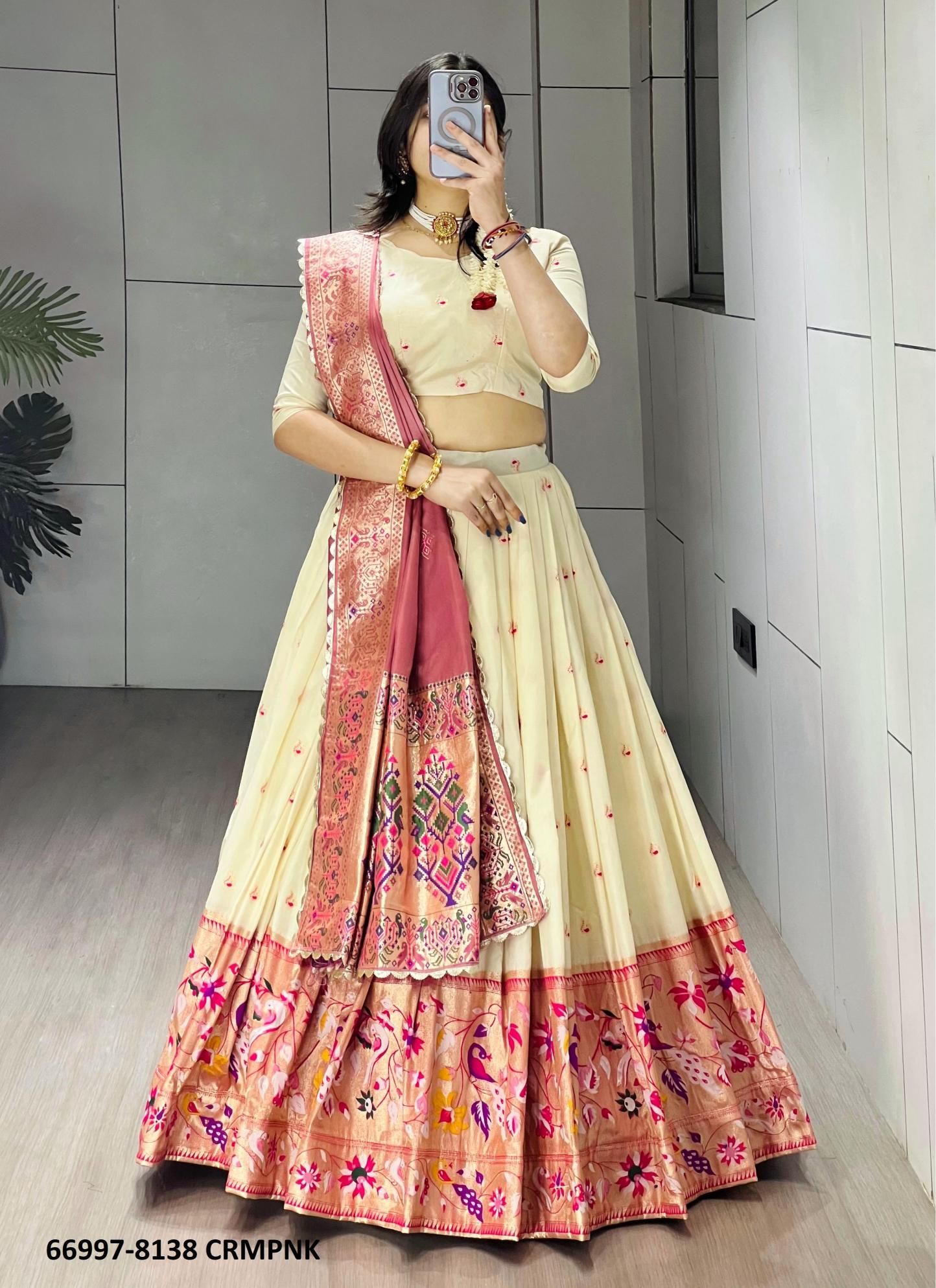 MORBANGDI 8138 - Catalog # 66997 (Set of 4 Semi-Stitched Lehengas)