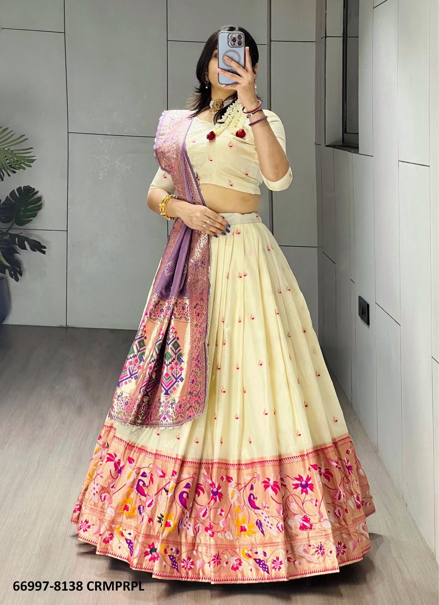 MORBANGDI 8138 - Catalog # 66997 (Set of 4 Semi-Stitched Lehengas)