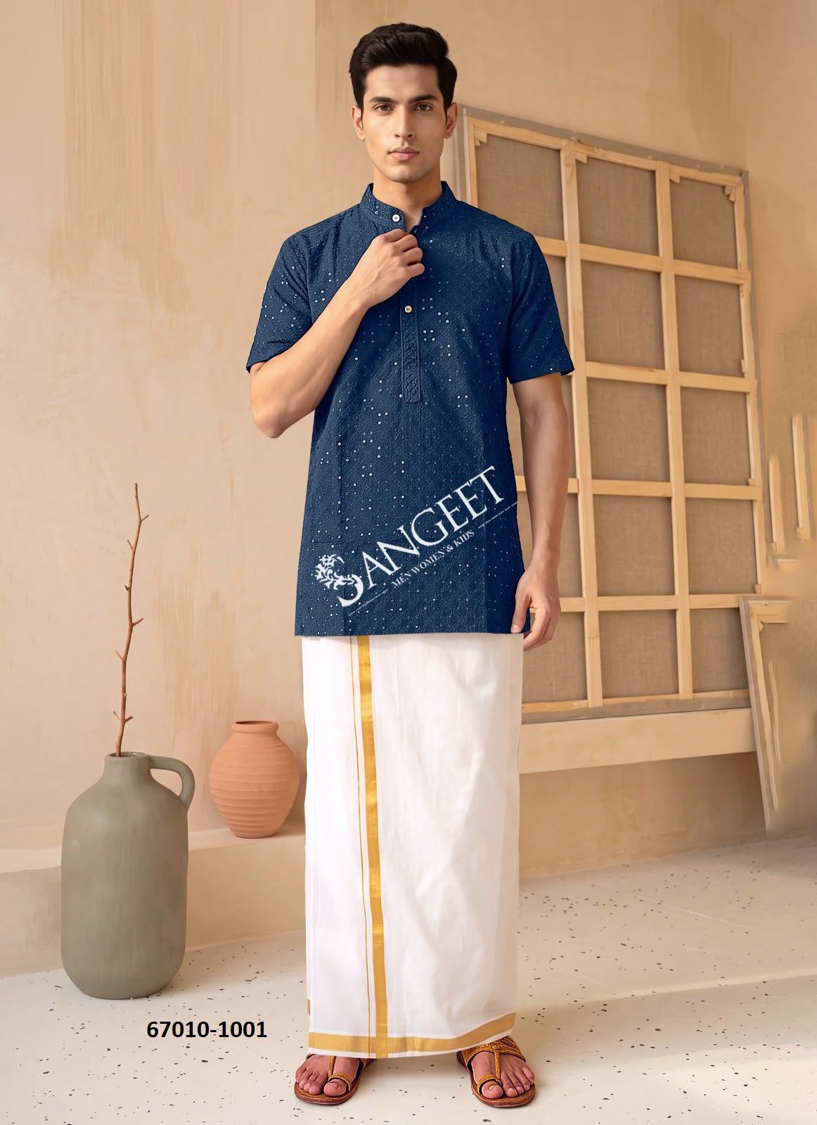 BOMBAY RAYON CHIKANKARI SCHIFFLI - Catalog # 67010 (Set of 6 Men's Ethnic Wear) BOMBAY RAYON CHIKANKARI SCHIFFLI - Catalog # 67010 (Set of 6 Men's Ethnic Wear)