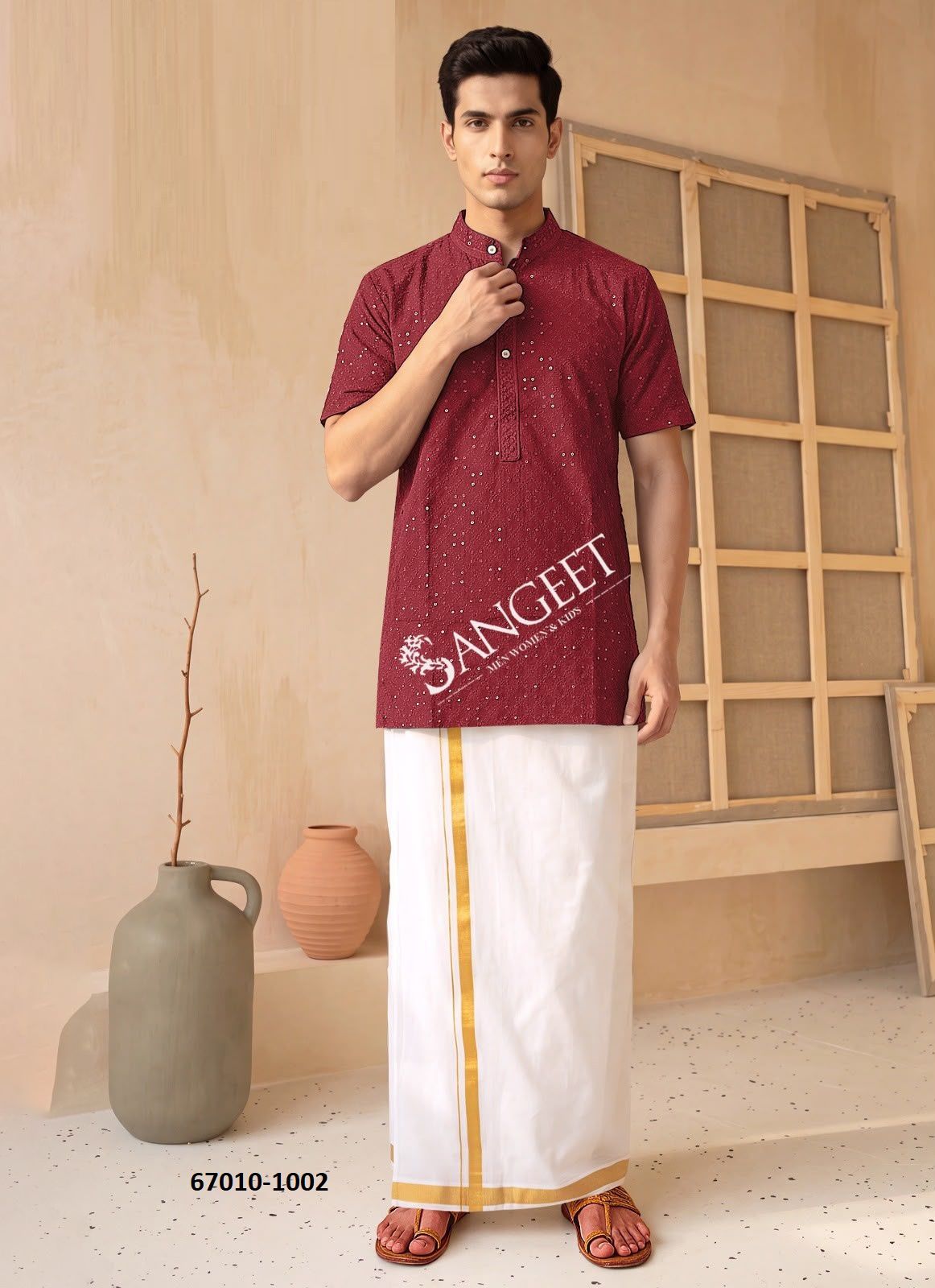 BOMBAY RAYON CHIKANKARI SCHIFFLI - Catalog # 67010 (Set of 6 Men's Ethnic Wear) BOMBAY RAYON CHIKANKARI SCHIFFLI - Catalog # 67010 (Set of 6 Men's Ethnic Wear)