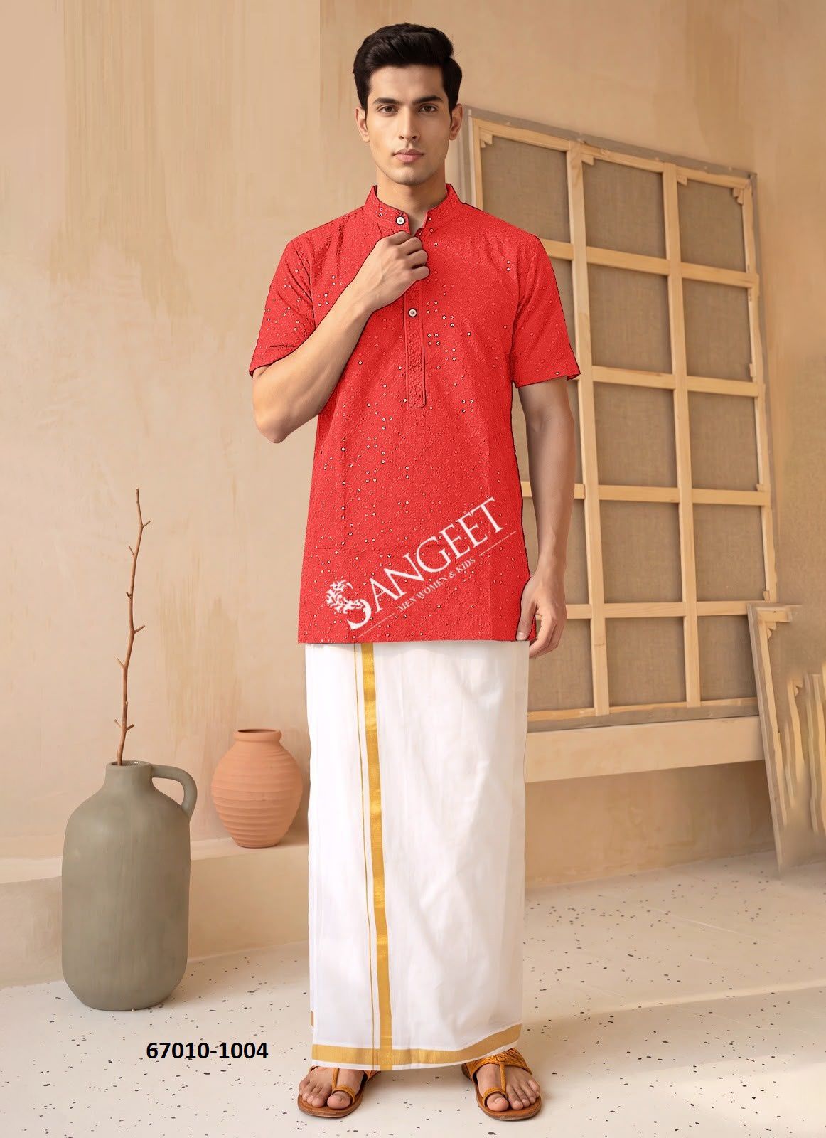 BOMBAY RAYON CHIKANKARI SCHIFFLI - Catalog # 67010 (Set of 6 Men's Ethnic Wear) BOMBAY RAYON CHIKANKARI SCHIFFLI - Catalog # 67010 (Set of 6 Men's Ethnic Wear)