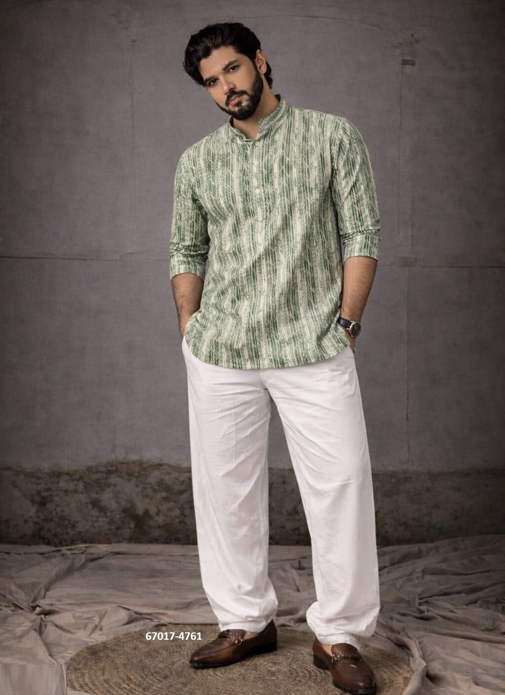 MEN'S SHORT KURTA - Catalog # 67017 (Set of 19 Men's Ethnic Wear)