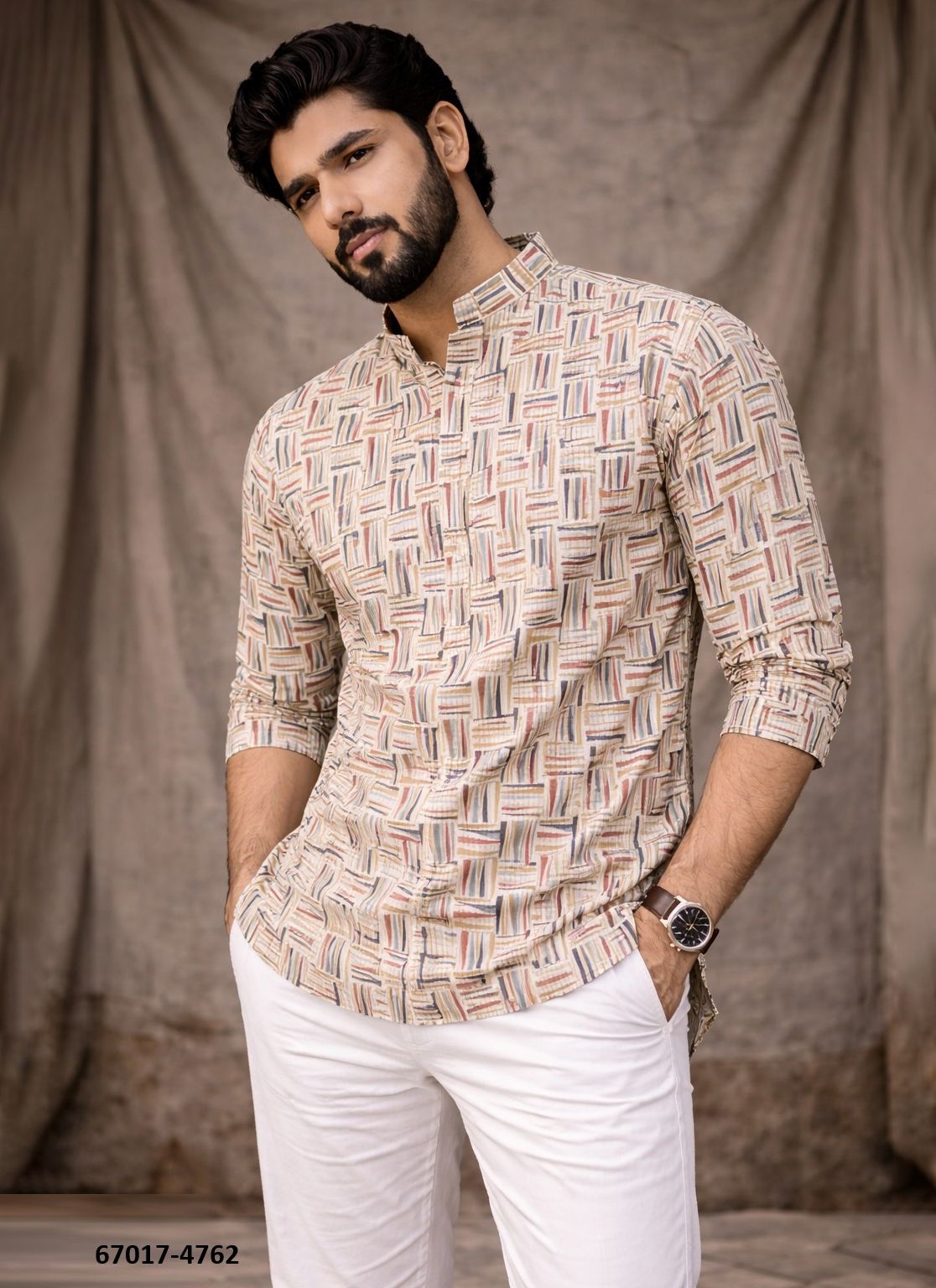 MEN'S SHORT KURTA - Catalog # 67017 (Set of 19 Men's Ethnic Wear)