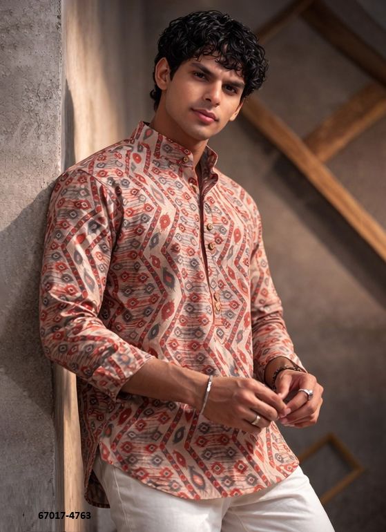 MEN'S SHORT KURTA - Catalog # 67017 (Set of 19 Men's Ethnic Wear)