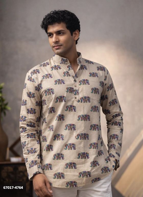 MEN'S SHORT KURTA - Catalog # 67017 (Set of 19 Men's Ethnic Wear)