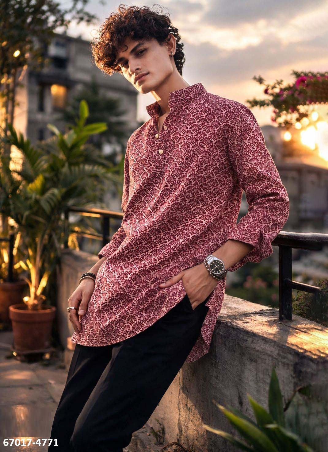 MEN'S SHORT KURTA - Catalog # 67017 (Set of 19 Men's Ethnic Wear)