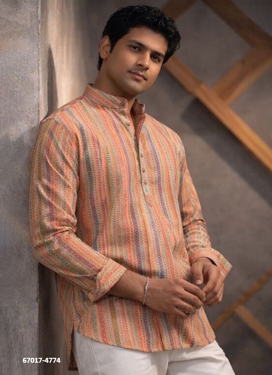 MEN'S SHORT KURTA - Catalog # 67017 (Set of 19 Men's Ethnic Wear)