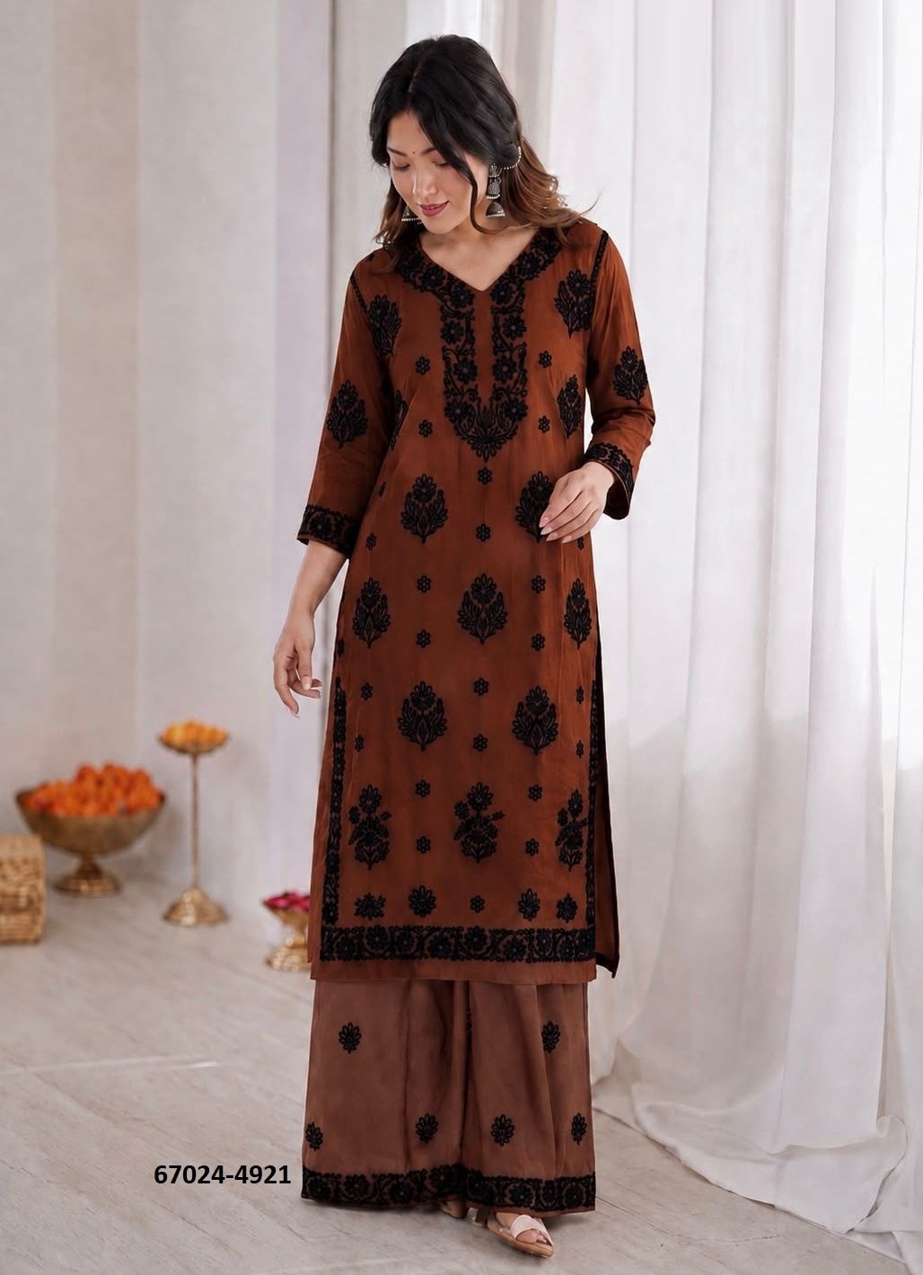 CHIKANKARI CO-ORD SET - Catalog # 67024 (Set of 6 Tops With Bottoms) CHIKANKARI CO-ORD SET - Catalog # 67024 (Set of 6 Tops With Bottoms)