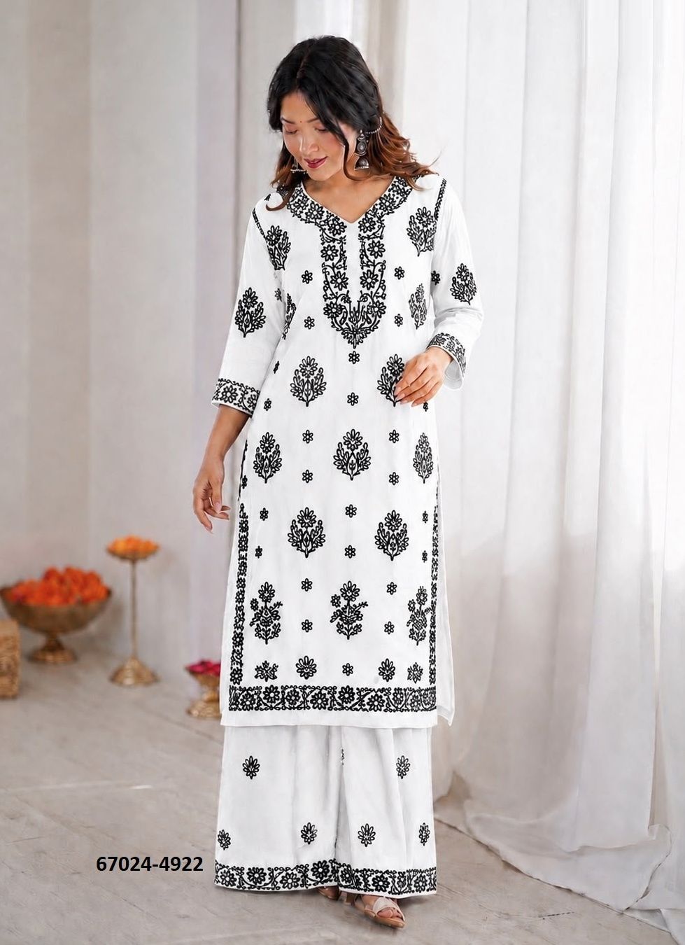 CHIKANKARI CO-ORD SET - Catalog # 67024 (Set of 6 Tops With Bottoms) CHIKANKARI CO-ORD SET - Catalog # 67024 (Set of 6 Tops With Bottoms)