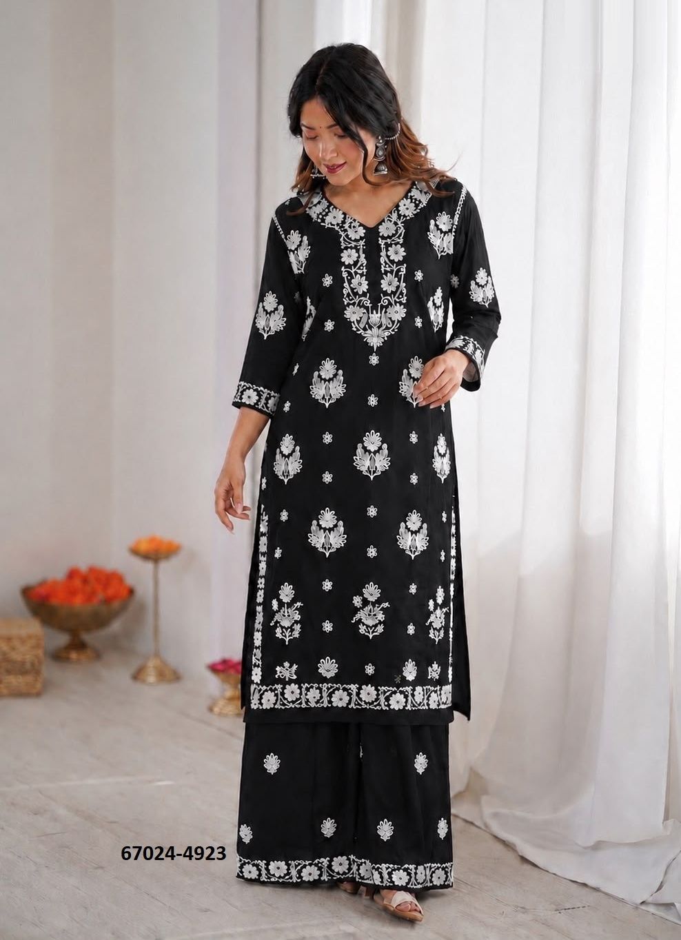 CHIKANKARI CO-ORD SET - Catalog # 67024 (Set of 6 Tops With Bottoms) CHIKANKARI CO-ORD SET - Catalog # 67024 (Set of 6 Tops With Bottoms)