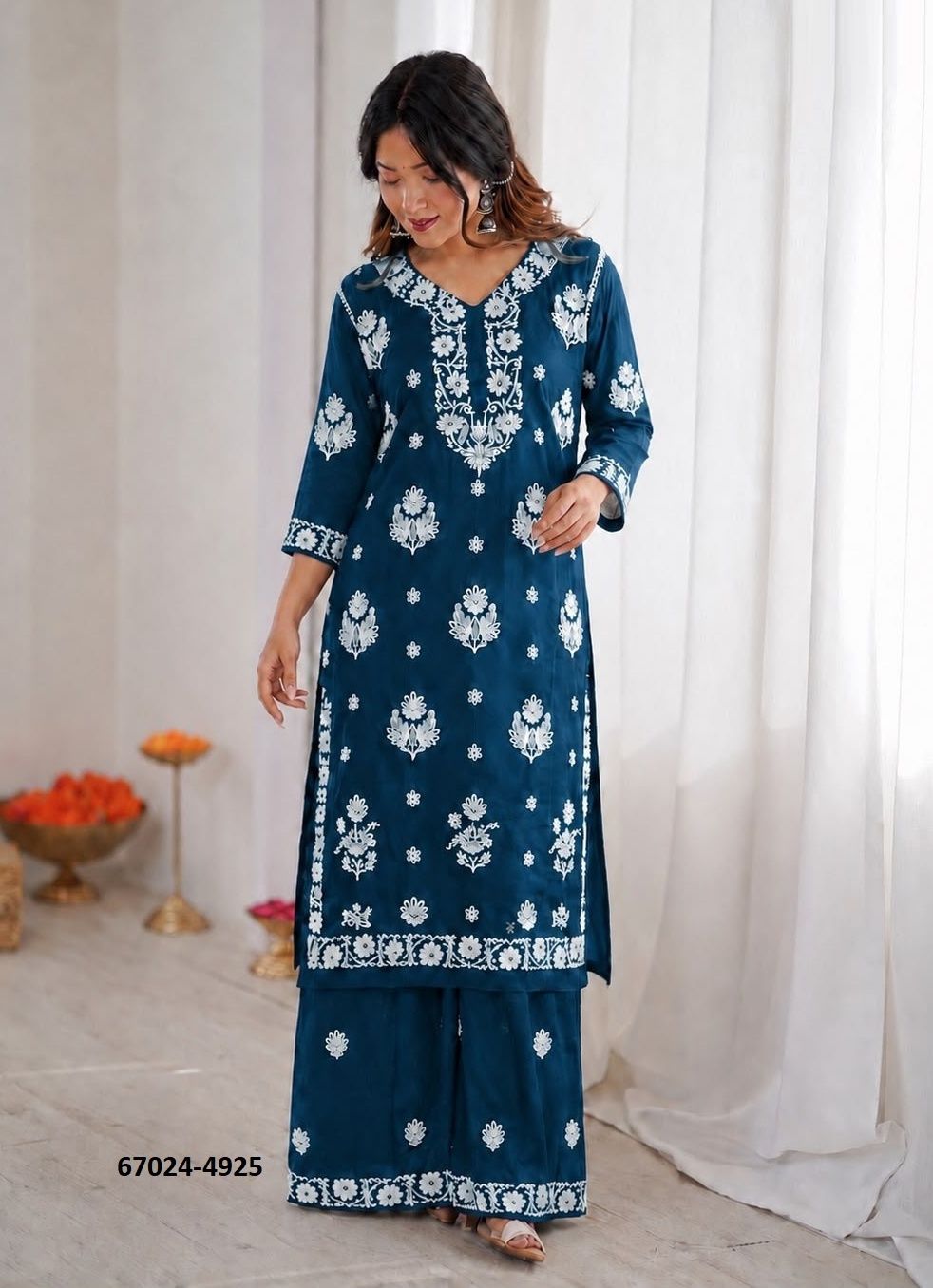 CHIKANKARI CO-ORD SET - Catalog # 67024 (Set of 6 Tops With Bottoms) CHIKANKARI CO-ORD SET - Catalog # 67024 (Set of 6 Tops With Bottoms)