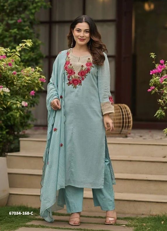 DESIGN 168 - Catalog # 67034 (Set of 3 Readymade Salwar Suits) DESIGN 168 - Catalog # 67034 (Set of 3 Readymade Salwar Suits)