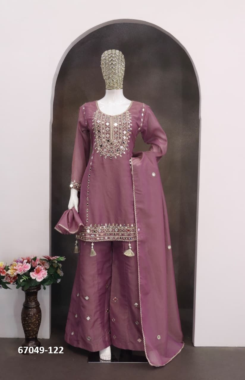 DESIGN 121 - Catalog # 67049 (Set of 3 Readymade Salwar Suits)