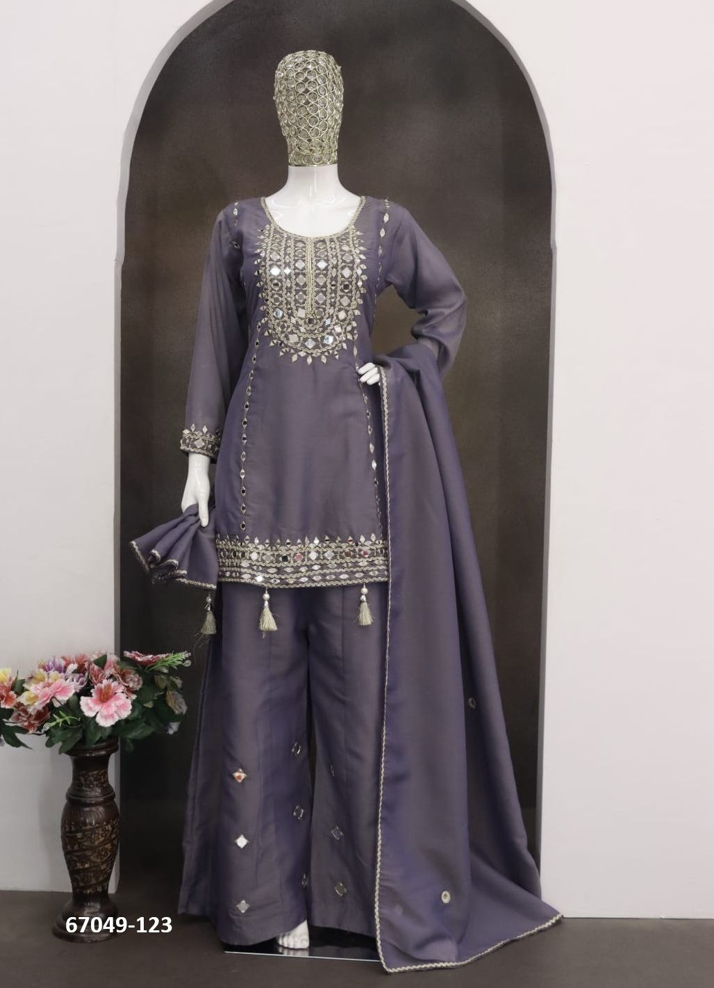 DESIGN 121 - Catalog # 67049 (Set of 3 Readymade Salwar Suits)