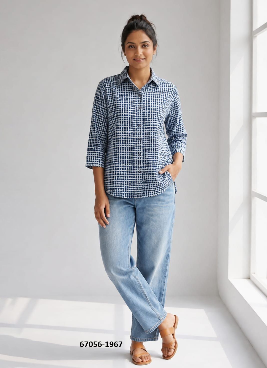 BUTTON DOWN MUL MUL COTTON SHIRTS 1961 - Catalog # 67056 (Set of 10 Readymade Women's Kurtis / Tops) BUTTON DOWN MUL MUL COTTON SHIRTS 1961 - Catalog # 67056 (Set of 10 Readymade Women's Kurtis / Tops)