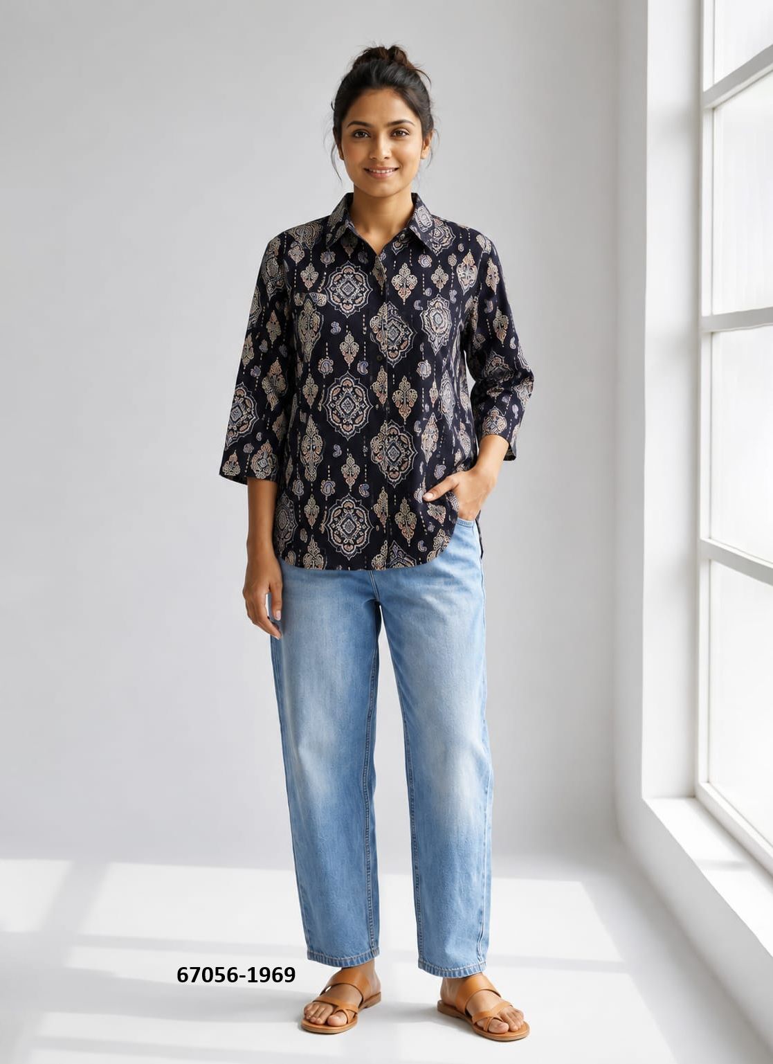 BUTTON DOWN MUL MUL COTTON SHIRTS 1961 - Catalog # 67056 (Set of 10 Readymade Women's Kurtis / Tops) BUTTON DOWN MUL MUL COTTON SHIRTS 1961 - Catalog # 67056 (Set of 10 Readymade Women's Kurtis / Tops)