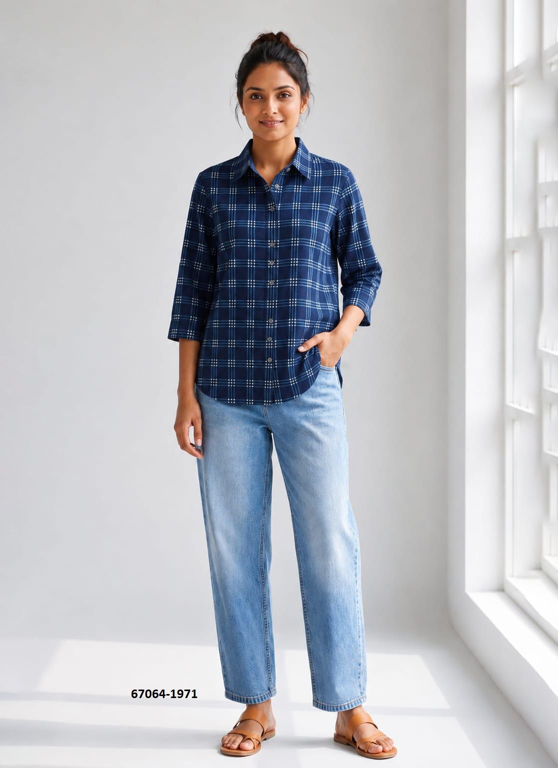 BUTTON DOWN MUL MUL COTTON SHIRTS 1971 - Catalog # 67064 (Set of 10 Readymade Women's Kurtis / Tops) BUTTON DOWN MUL MUL COTTON SHIRTS 1971 - Catalog # 67064 (Set of 10 Readymade Women's Kurtis / Tops)
