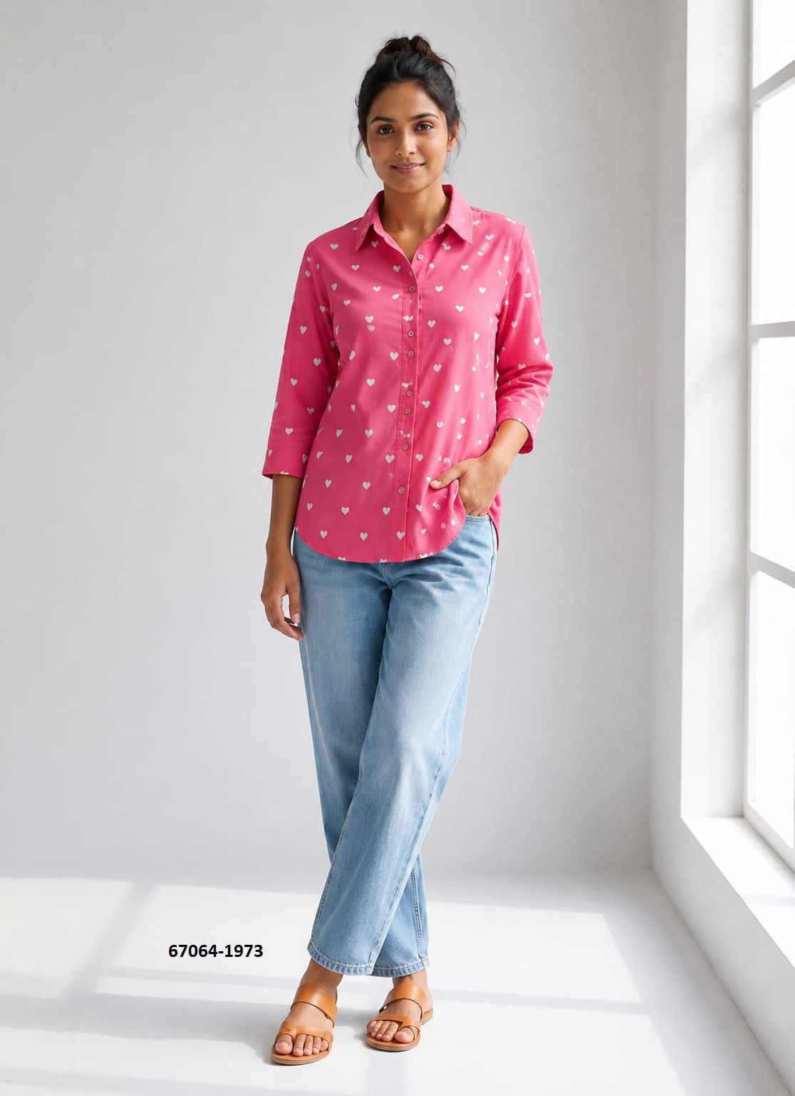 BUTTON DOWN MUL MUL COTTON SHIRTS 1971 - Catalog # 67064 (Set of 10 Readymade Women's Kurtis / Tops) BUTTON DOWN MUL MUL COTTON SHIRTS 1971 - Catalog # 67064 (Set of 10 Readymade Women's Kurtis / Tops)