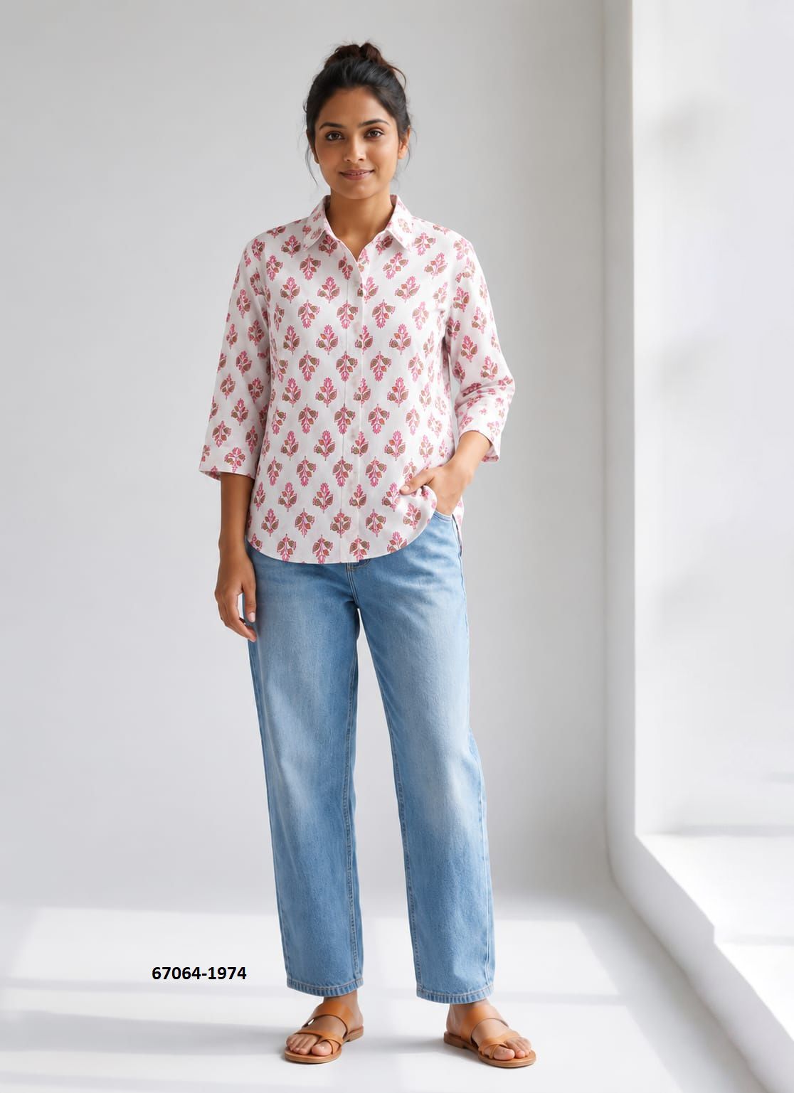 BUTTON DOWN MUL MUL COTTON SHIRTS 1971 - Catalog # 67064 (Set of 10 Readymade Women's Kurtis / Tops) BUTTON DOWN MUL MUL COTTON SHIRTS 1971 - Catalog # 67064 (Set of 10 Readymade Women's Kurtis / Tops)