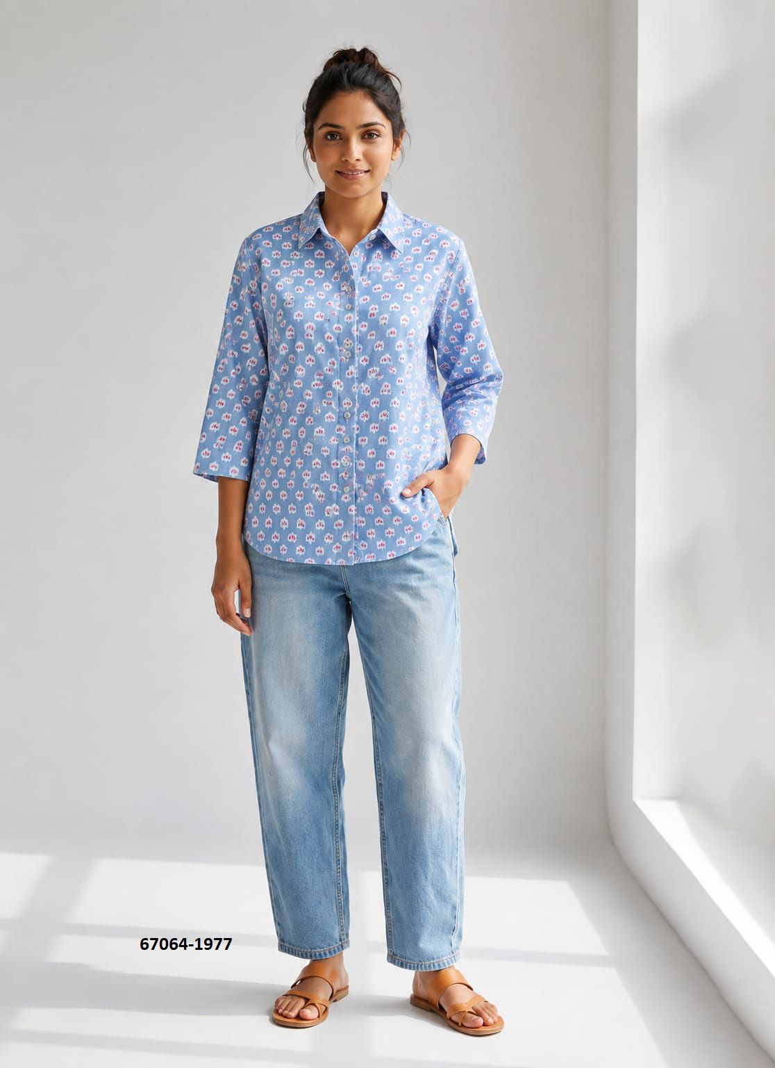 BUTTON DOWN MUL MUL COTTON SHIRTS 1971 - Catalog # 67064 (Set of 10 Readymade Women's Kurtis / Tops) BUTTON DOWN MUL MUL COTTON SHIRTS 1971 - Catalog # 67064 (Set of 10 Readymade Women's Kurtis / Tops)