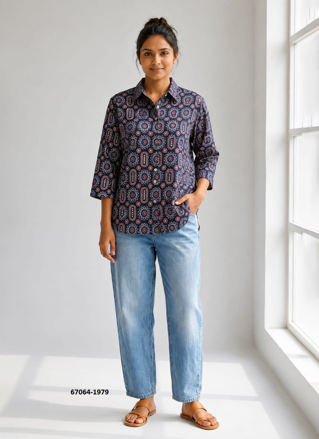 BUTTON DOWN MUL MUL COTTON SHIRTS 1971 - Catalog # 67064 (Set of 10 Readymade Women's Kurtis / Tops) BUTTON DOWN MUL MUL COTTON SHIRTS 1971 - Catalog # 67064 (Set of 10 Readymade Women's Kurtis / Tops)