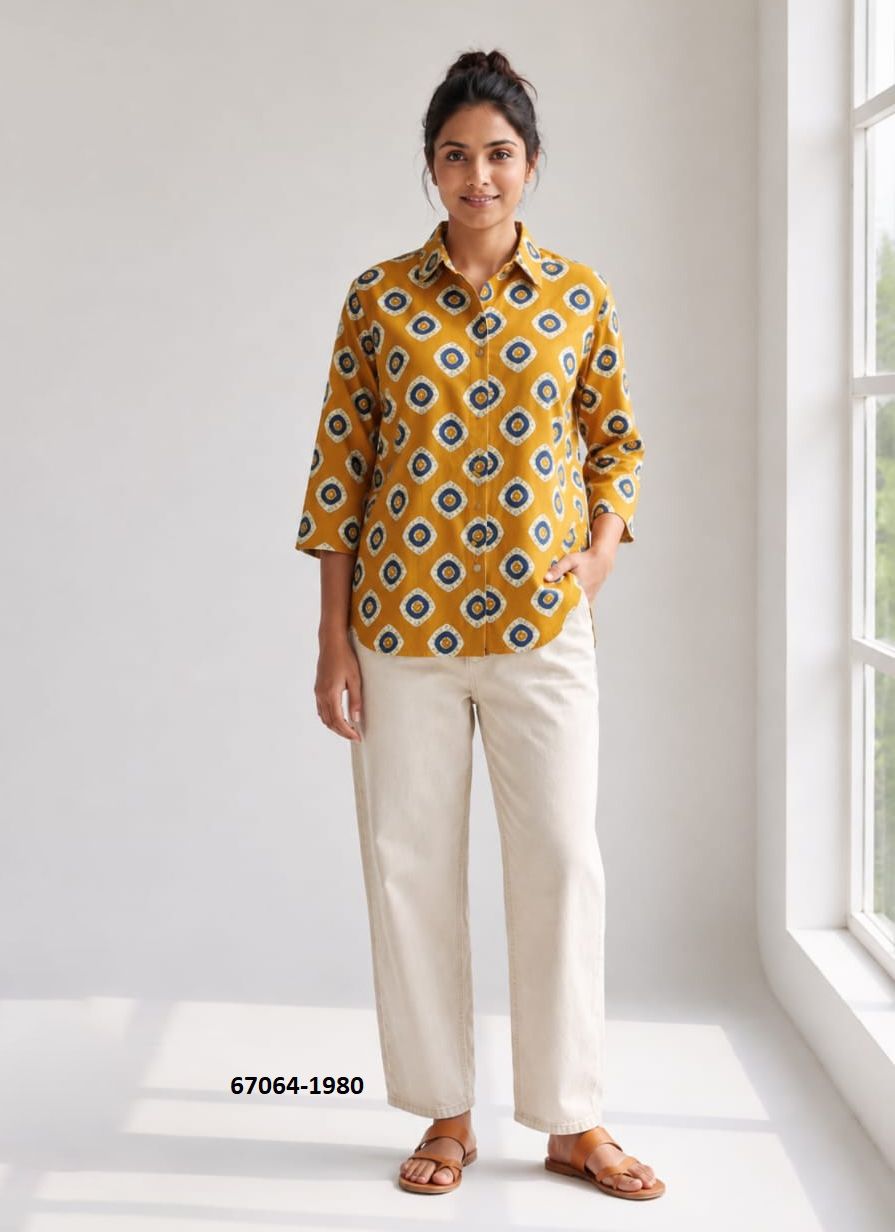 BUTTON DOWN MUL MUL COTTON SHIRTS 1971 - Catalog # 67064 (Set of 10 Readymade Women's Kurtis / Tops) BUTTON DOWN MUL MUL COTTON SHIRTS 1971 - Catalog # 67064 (Set of 10 Readymade Women's Kurtis / Tops)
