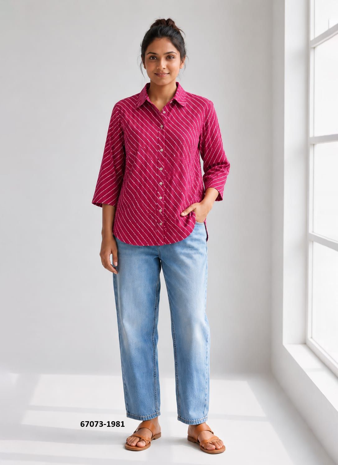 BUTTON DOWN MUL MUL COTTON SHIRTS 1981 - Catalog # 67073 (Set of 10 Readymade Women's Kurtis / Tops) BUTTON DOWN MUL MUL COTTON SHIRTS 1981 - Catalog # 67073 (Set of 10 Readymade Women's Kurtis / Tops)