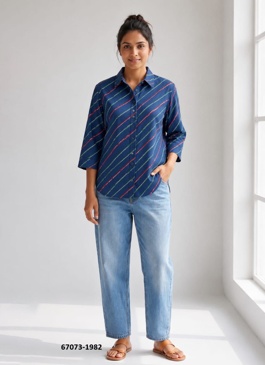 BUTTON DOWN MUL MUL COTTON SHIRTS 1981 - Catalog # 67073 (Set of 10 Readymade Women's Kurtis / Tops) BUTTON DOWN MUL MUL COTTON SHIRTS 1981 - Catalog # 67073 (Set of 10 Readymade Women's Kurtis / Tops)