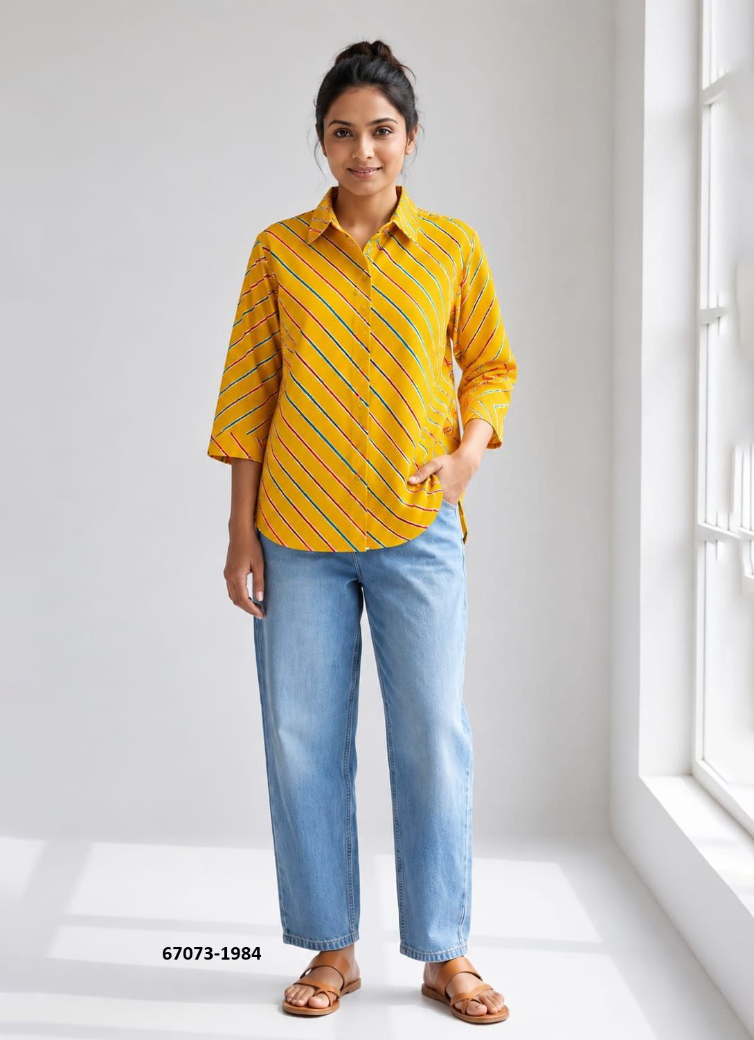 BUTTON DOWN MUL MUL COTTON SHIRTS 1981 - Catalog # 67073 (Set of 10 Readymade Women's Kurtis / Tops) BUTTON DOWN MUL MUL COTTON SHIRTS 1981 - Catalog # 67073 (Set of 10 Readymade Women's Kurtis / Tops)