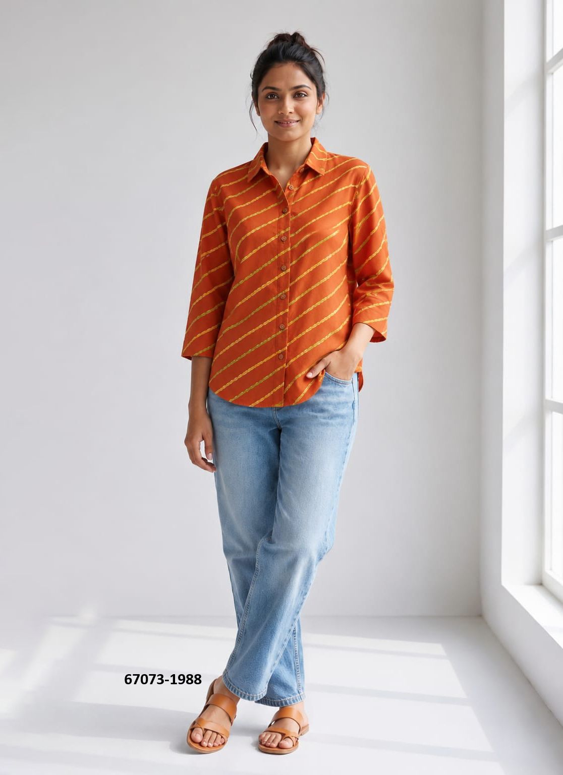 BUTTON DOWN MUL MUL COTTON SHIRTS 1981 - Catalog # 67073 (Set of 10 Readymade Women's Kurtis / Tops) BUTTON DOWN MUL MUL COTTON SHIRTS 1981 - Catalog # 67073 (Set of 10 Readymade Women's Kurtis / Tops)